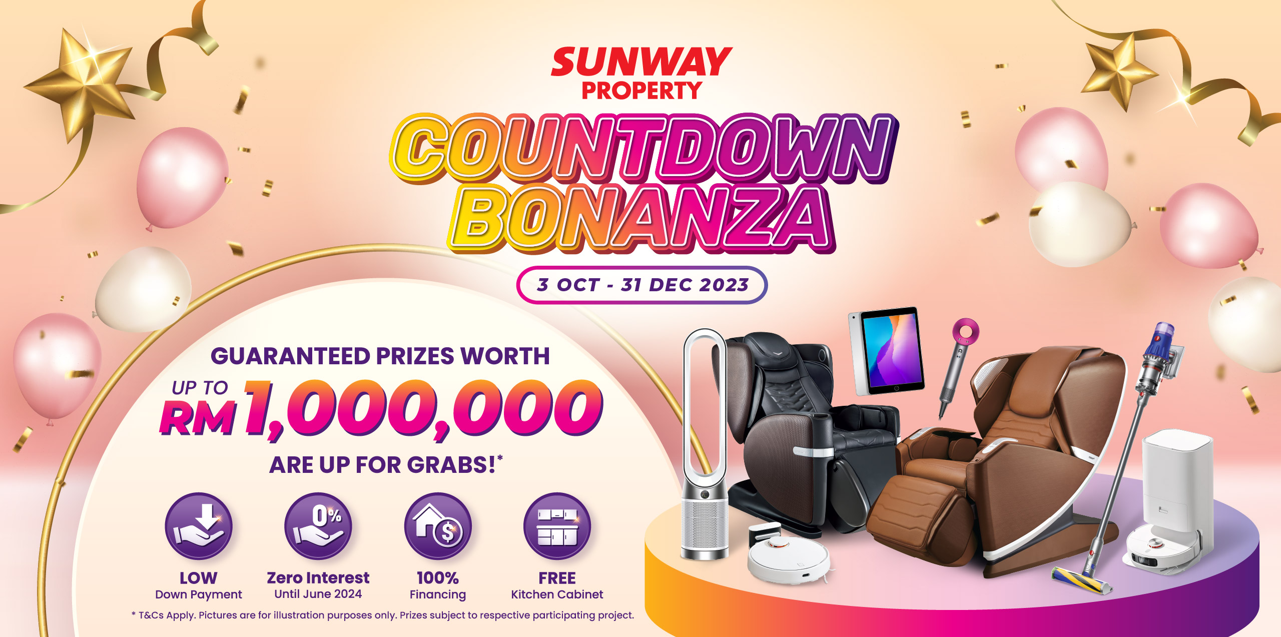 Get ready to unlock your dream home with Sunway Property's Countdown Bonanza! Enjoy Exclusive deals and grab OSIM Massage Chair, Xiaomi Robot Vacuum, iPad 10th Gen and many more